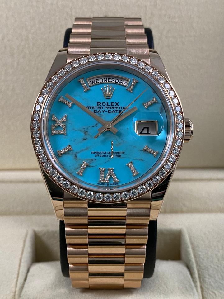 Rolex | Day-Date | 128345RBR | Rose gold | 36 x 43 mm | Rose gold | Turquoise | Automatic