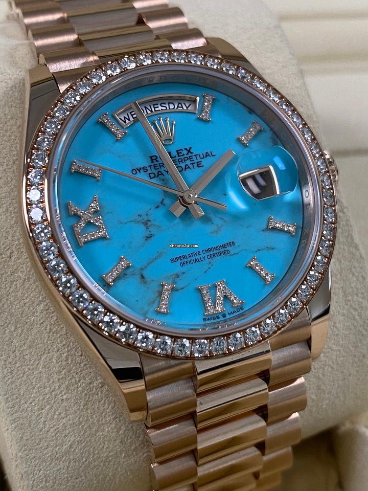 Rolex | Day-Date | 128345RBR | Rose gold | 36 x 43 mm | Rose gold | Turquoise | Automatic