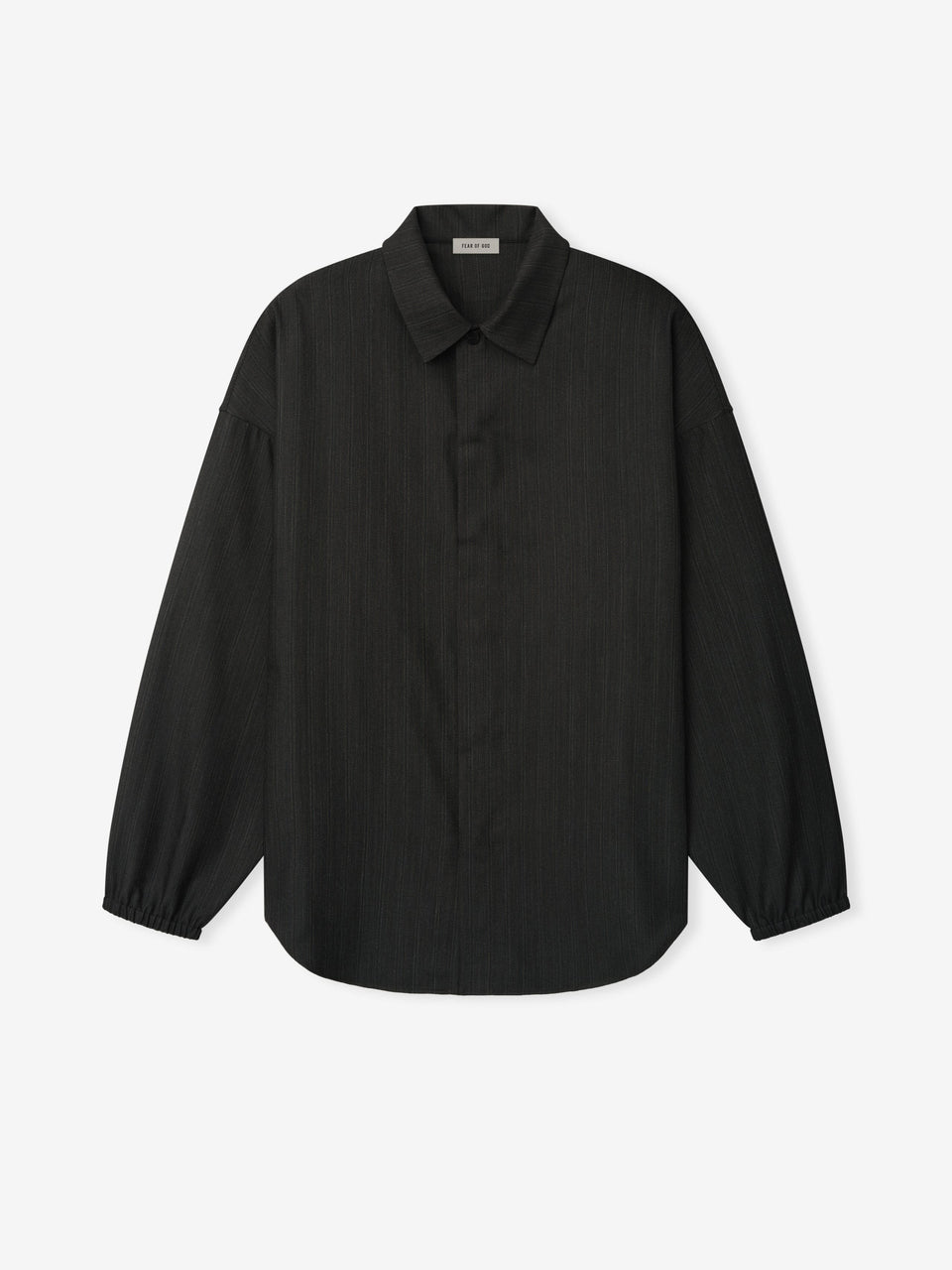 Essentials Black Striped Wool Elastic Cuff Shirt Black Striped