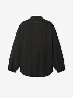 Essentials Black Striped Wool Elastic Cuff Shirt Black Striped