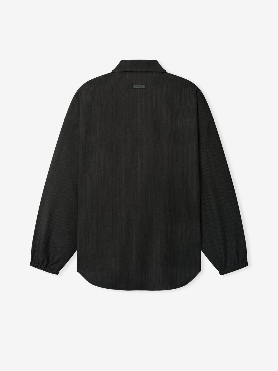 Essentials Black Striped Wool Elastic Cuff Shirt Black Striped
