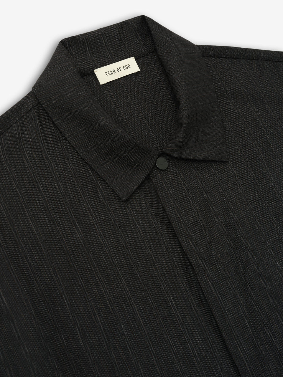 Essentials Black Striped Wool Elastic Cuff Shirt Black Striped