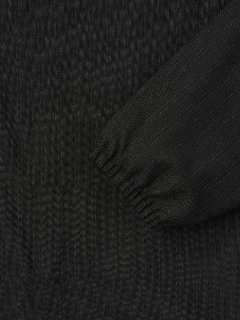 Essentials Black Striped Wool Elastic Cuff Shirt Black Striped
