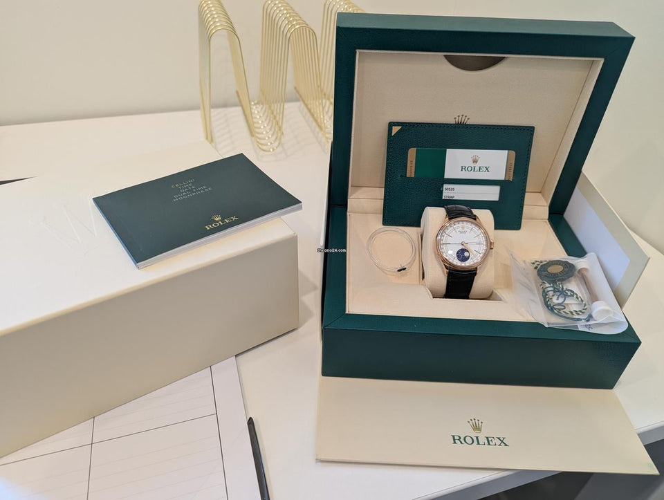 Rolex | Cellini | 50535 | Red gold | 39 mm | Leather | White | Automatic