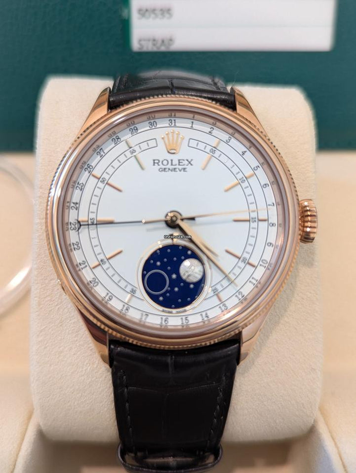 Rolex | Cellini | 50535 | Red gold | 39 mm | Leather | White | Automatic