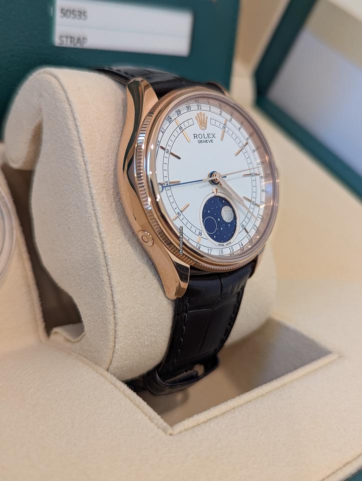 Rolex | Cellini | 50535 | Red gold | 39 mm | Leather | White | Automatic