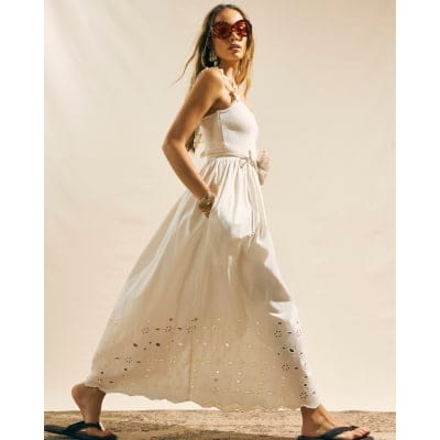 Cream Broderie Cami Maxi Dress