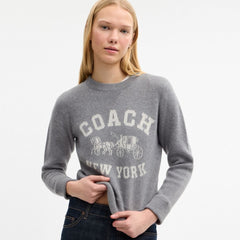 Coach Horse And Carriage Crewneck Sweater Heather Grey
