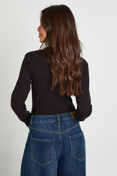Cotton Henley Button Front Long Sleeve Top