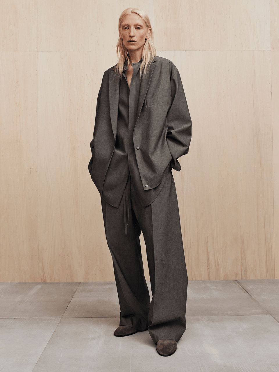 Essentials Cotton Wool Oxford Shirt Jacket Willow