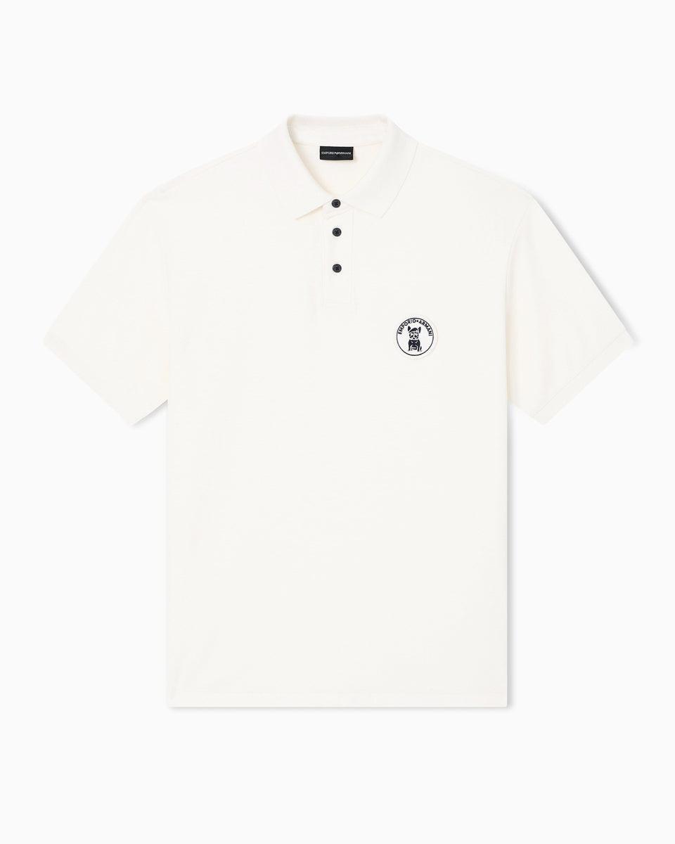 Emporio Armani Piqué polo shirt with French bulldog patch
