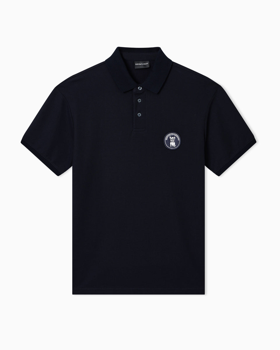 Emporio Armani Piqué polo shirt with French bulldog patch