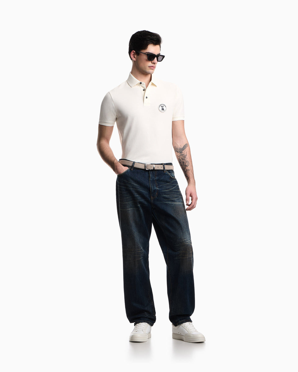 Emporio Armani Piqué polo shirt with French bulldog patch