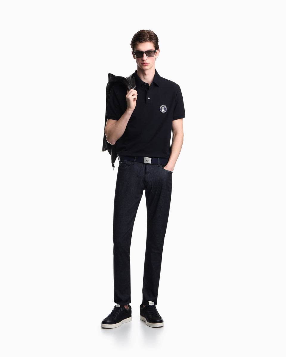 Emporio Armani Piqué polo shirt with French bulldog patch