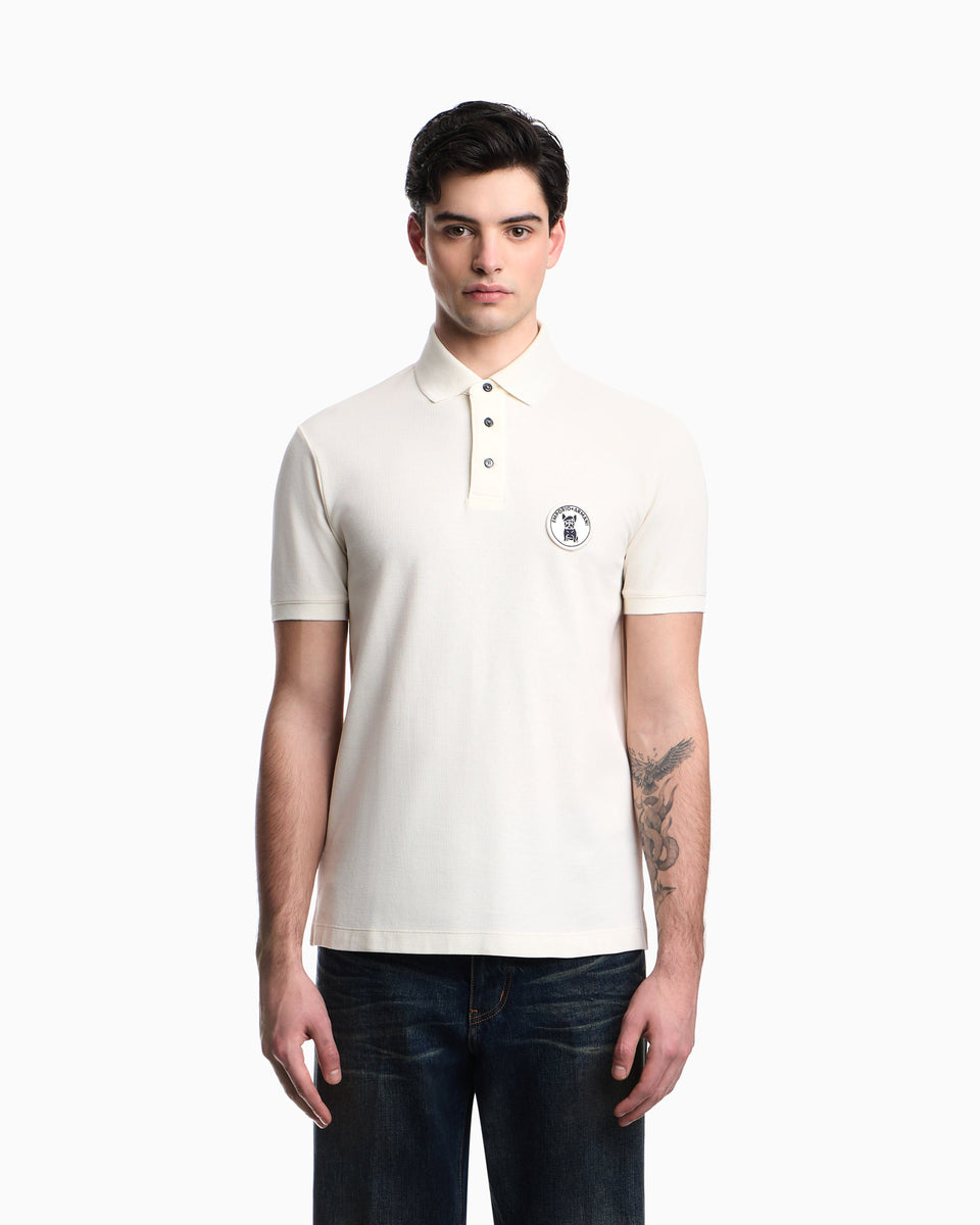 Emporio Armani Piqué polo shirt with French bulldog patch