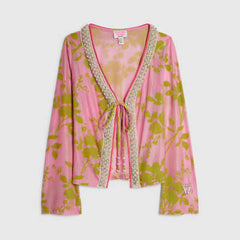 Pink Year Zero Floral Tie Front Cover Up