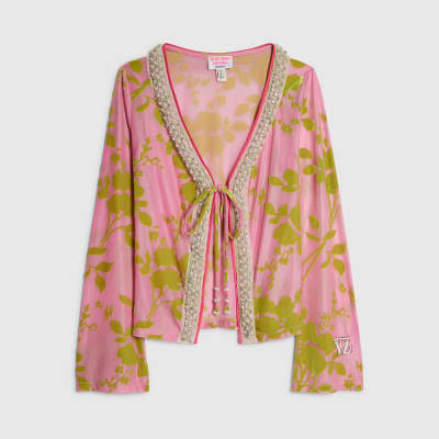Pink Year Zero Floral Tie Front Cover Up