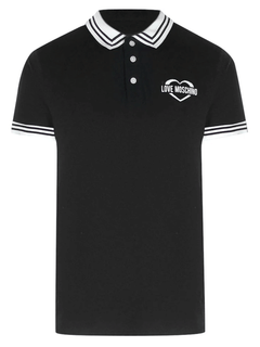 Love Moschino Twin Tipped Collar Black Polo Shirt
