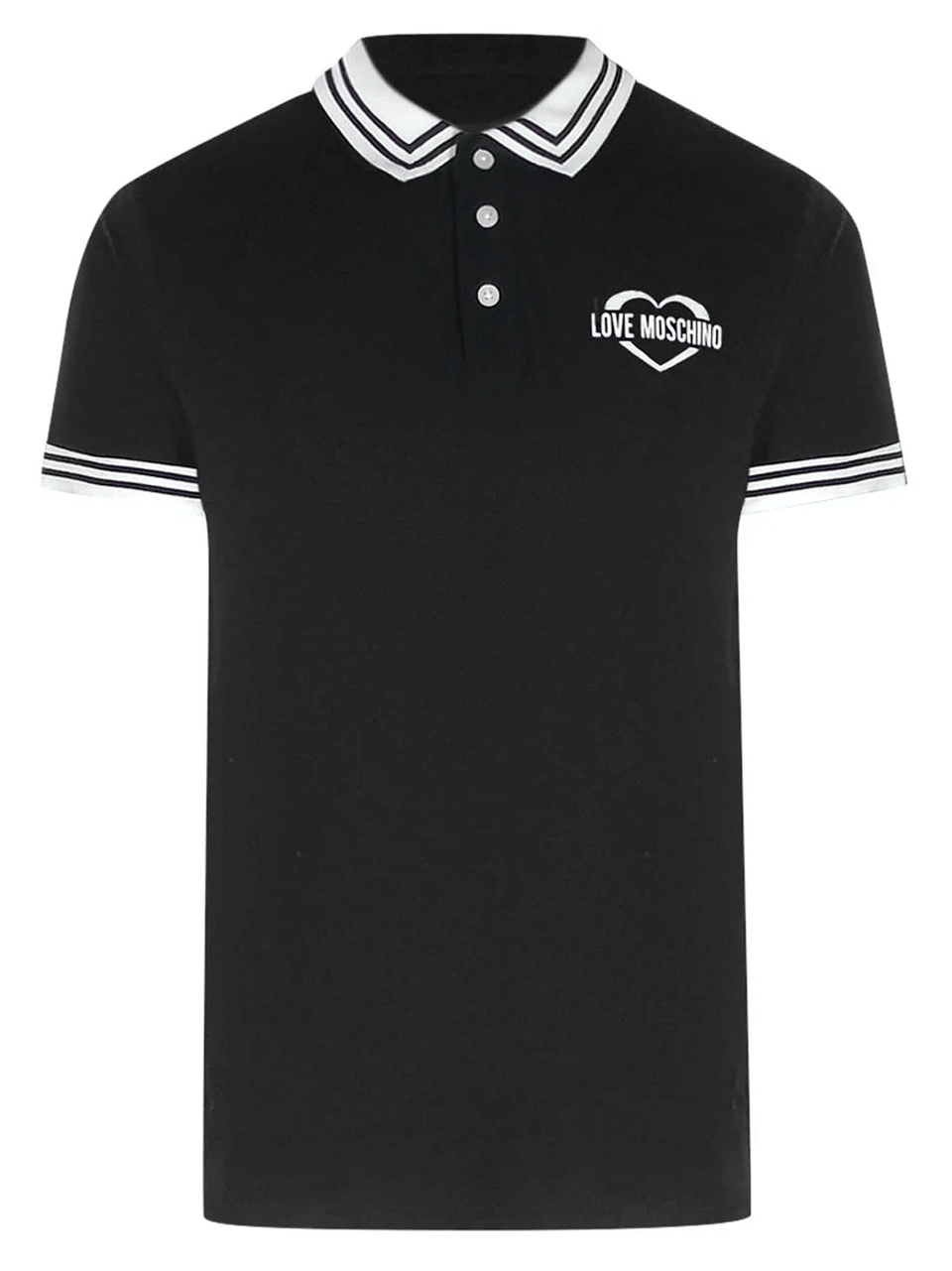 Love Moschino Twin Tipped Collar Black Polo Shirt