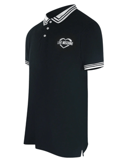 Love Moschino Twin Tipped Collar Black Polo Shirt