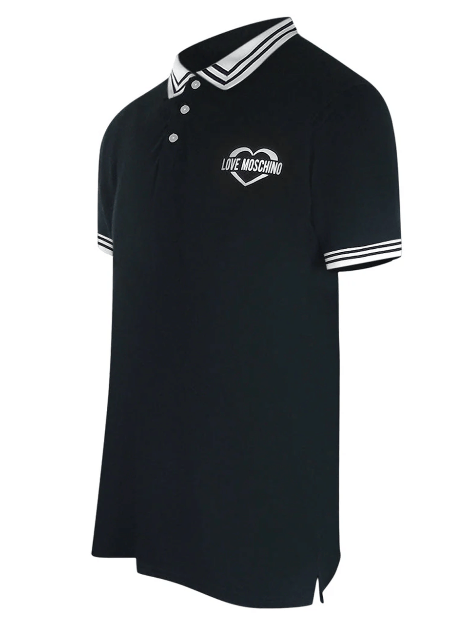 Love Moschino Twin Tipped Collar Black Polo Shirt