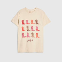 Cream Giddy Up Embroidered T-shirt