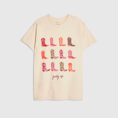 Cream Giddy Up Embroidered T-shirt