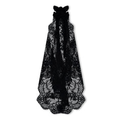 Asymmetrical Lace Top With Flower Detail On Neck