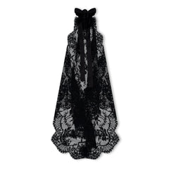 Asymmetrical Lace Top With Flower Detail On Neck