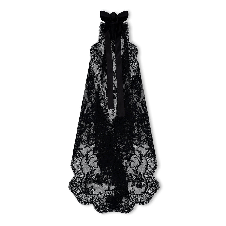 Asymmetrical Lace Top With Flower Detail On Neck