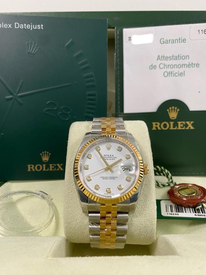 Rolex | Datejust | 116233 | Gold/Steel | 36 mm | Gold/Steel | White | Automatic