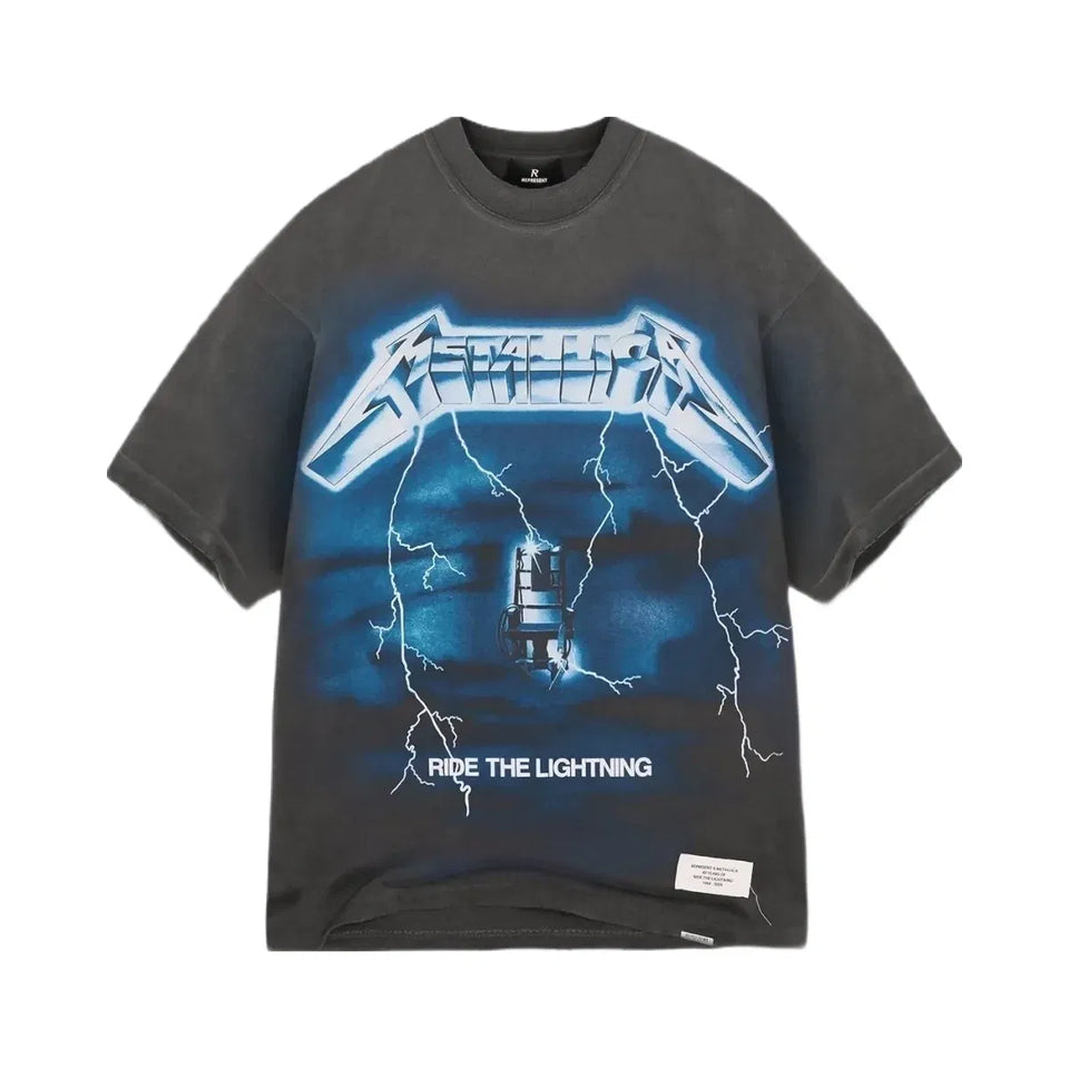 Represent X Metallica Ride The Lightning T Shirt Vintage Grey