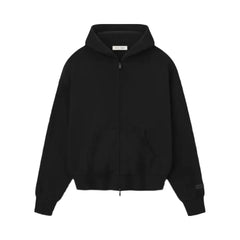 Essentials Fear Of God Essentials Classic Fleece Zip Up Hoodie Jet Black