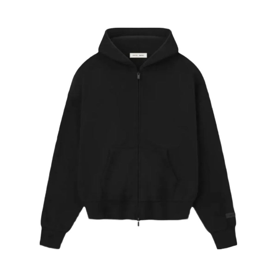 Essentials Fear Of God Essentials Classic Fleece Zip Up Hoodie Jet Black