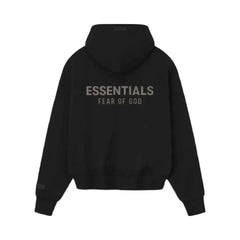 Essentials Fear Of God Essentials Classic Fleece Zip Up Hoodie Jet Black