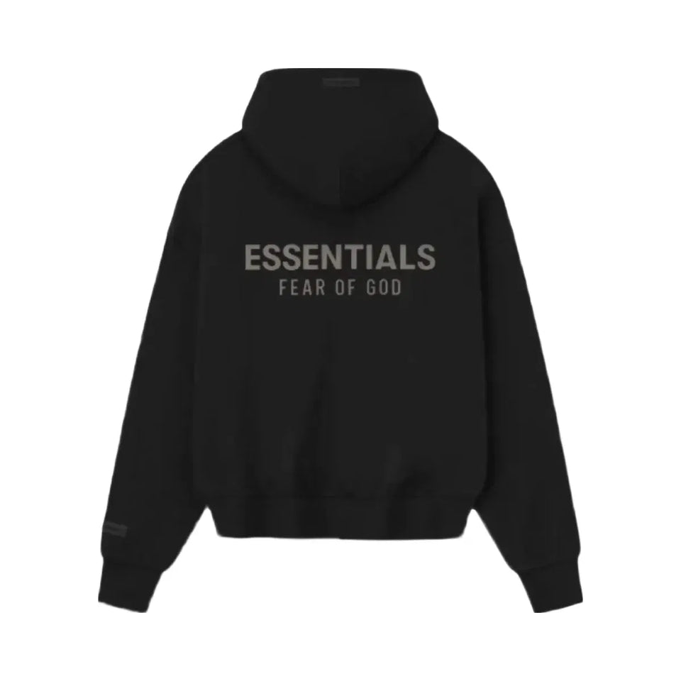 Essentials Fear Of God Essentials Classic Fleece Zip Up Hoodie Jet Black