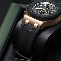 Audemars Piguet2023 Complete 42mm 18 K Rose Gold Grey Mega Tapisserie Dial Rubber Strap 26238 OK