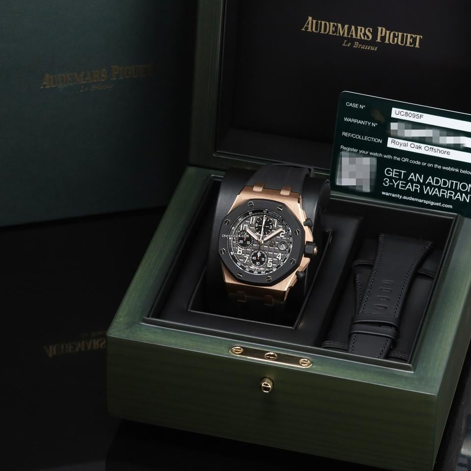 Audemars Piguet2023 Complete 42mm 18 K Rose Gold Grey Mega Tapisserie Dial Rubber Strap 26238 OK