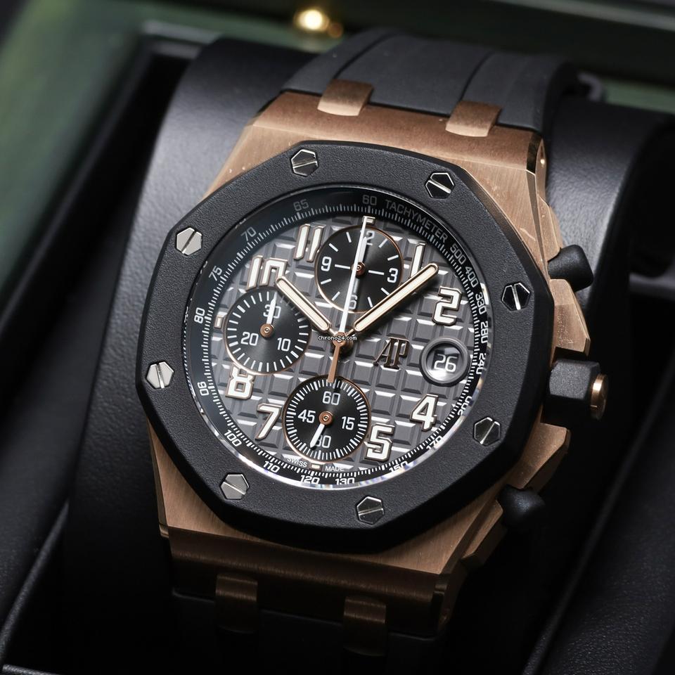 Audemars Piguet2023 Complete 42mm 18 K Rose Gold Grey Mega Tapisserie Dial Rubber Strap 26238 OK