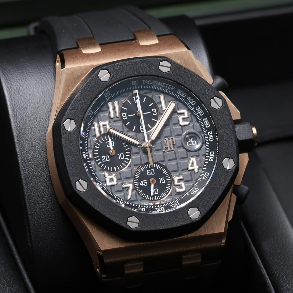 Audemars Piguet2023 Complete 42mm 18 K Rose Gold Grey Mega Tapisserie Dial Rubber Strap 26238 OK