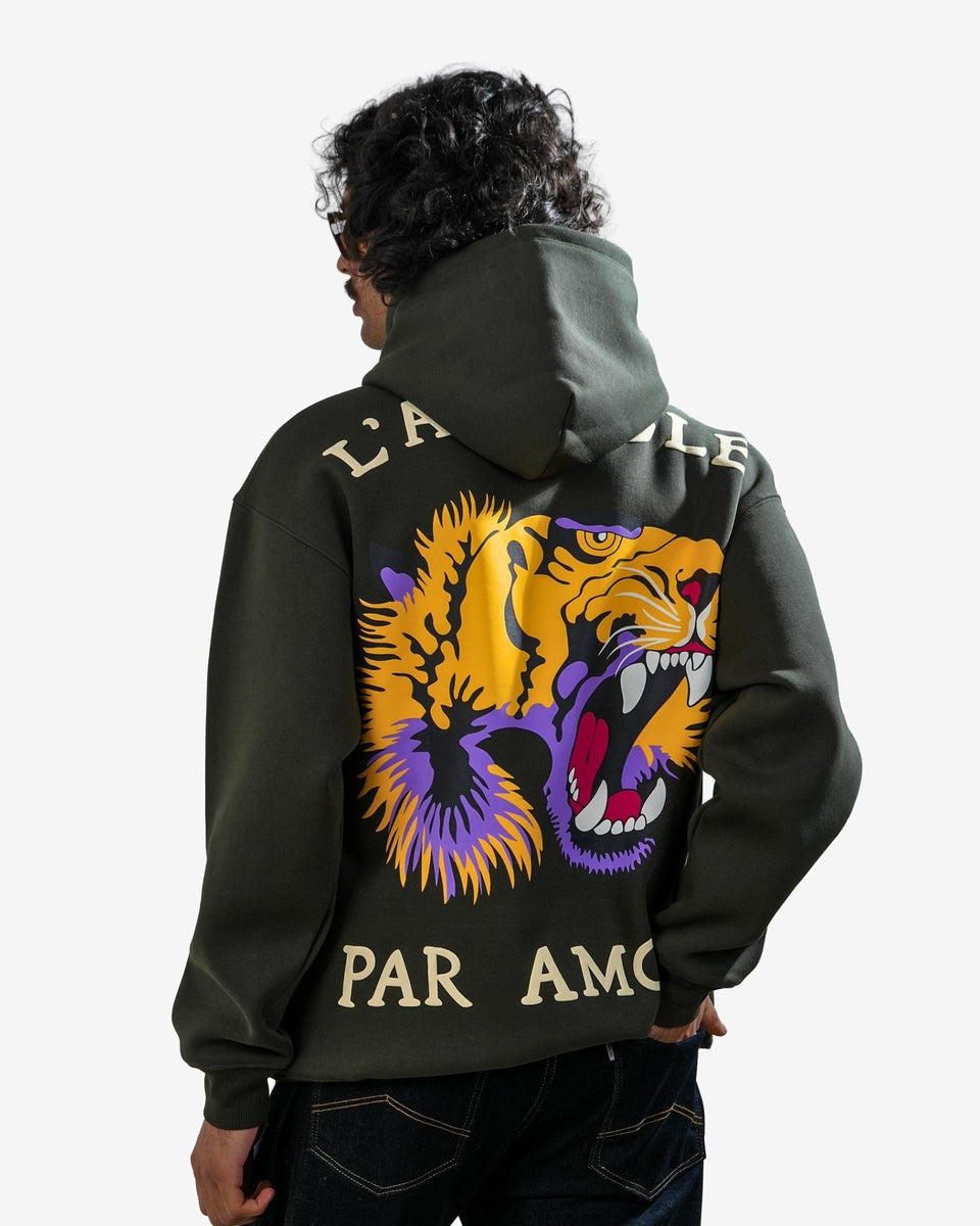 Ruthless - Olive Oversized Printed Hoodie