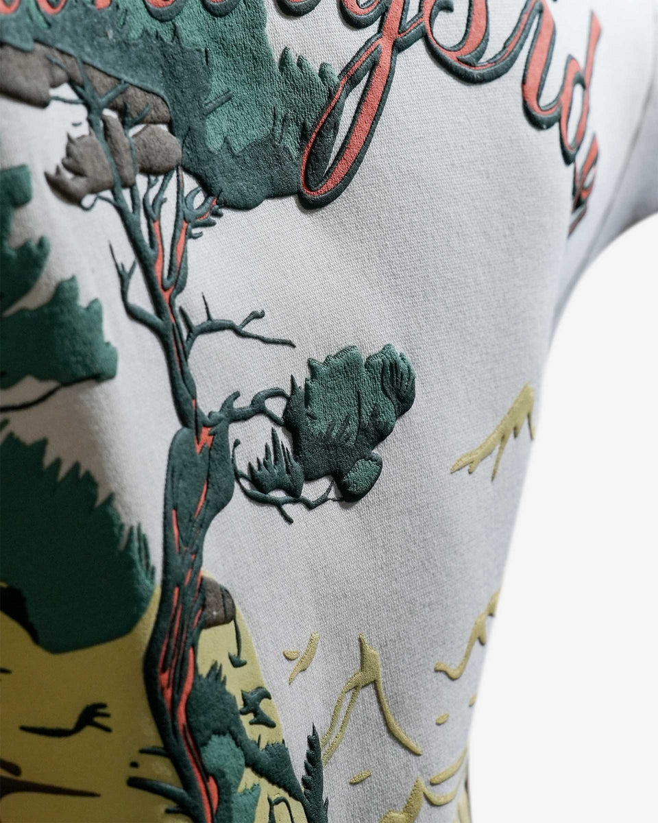 Countryside Wilderness - Off White Printed Oversized Zipper Hoodie