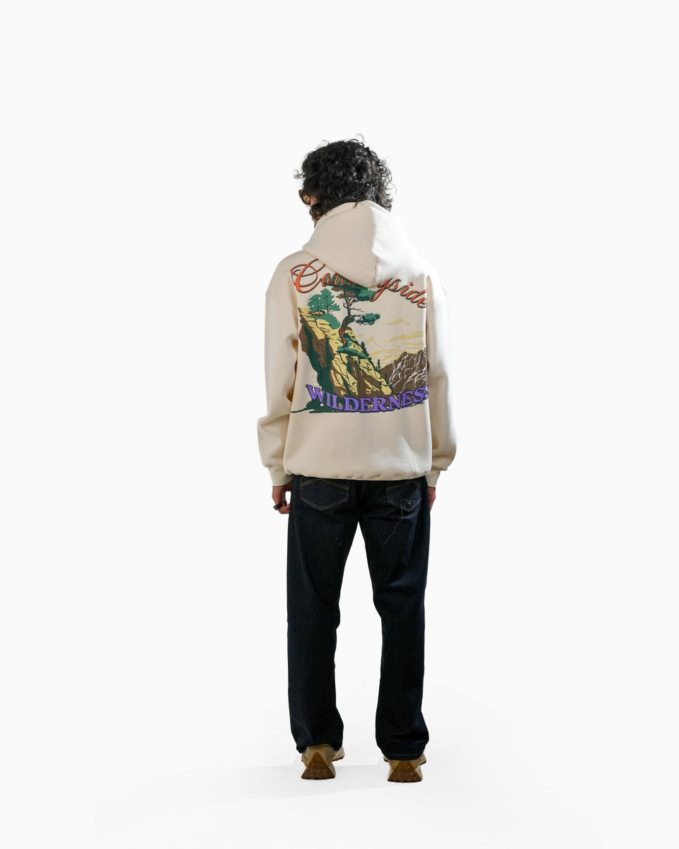 Countryside Wilderness - Off White Printed Oversized Zipper Hoodie
