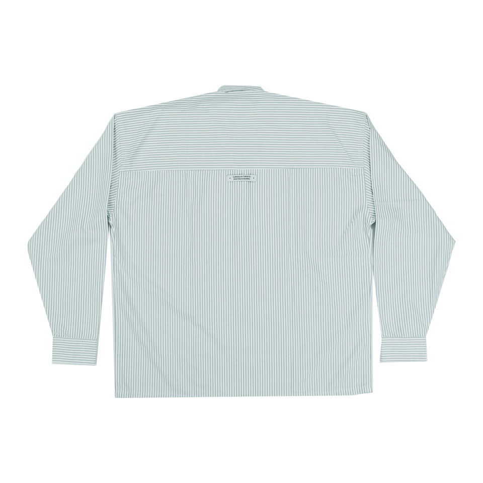 THE CRIMSON CRANE SHIRT in gray stripes