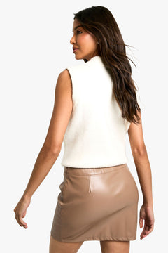 Pu Split Hem Mini Skirt