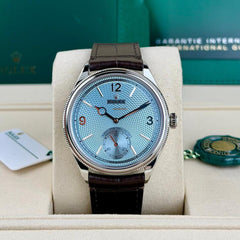 Rolex | 1908 | 52506 | Platinum | 39 x 41 mm | Leather | Blue | Automatic