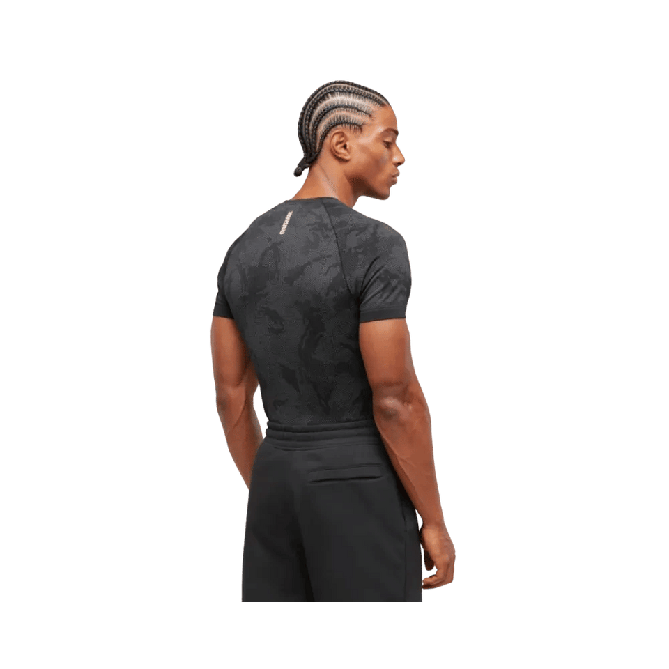 Gymshark Geo Seamless T-Shirt Slim Fit Black/Charcoal Grey