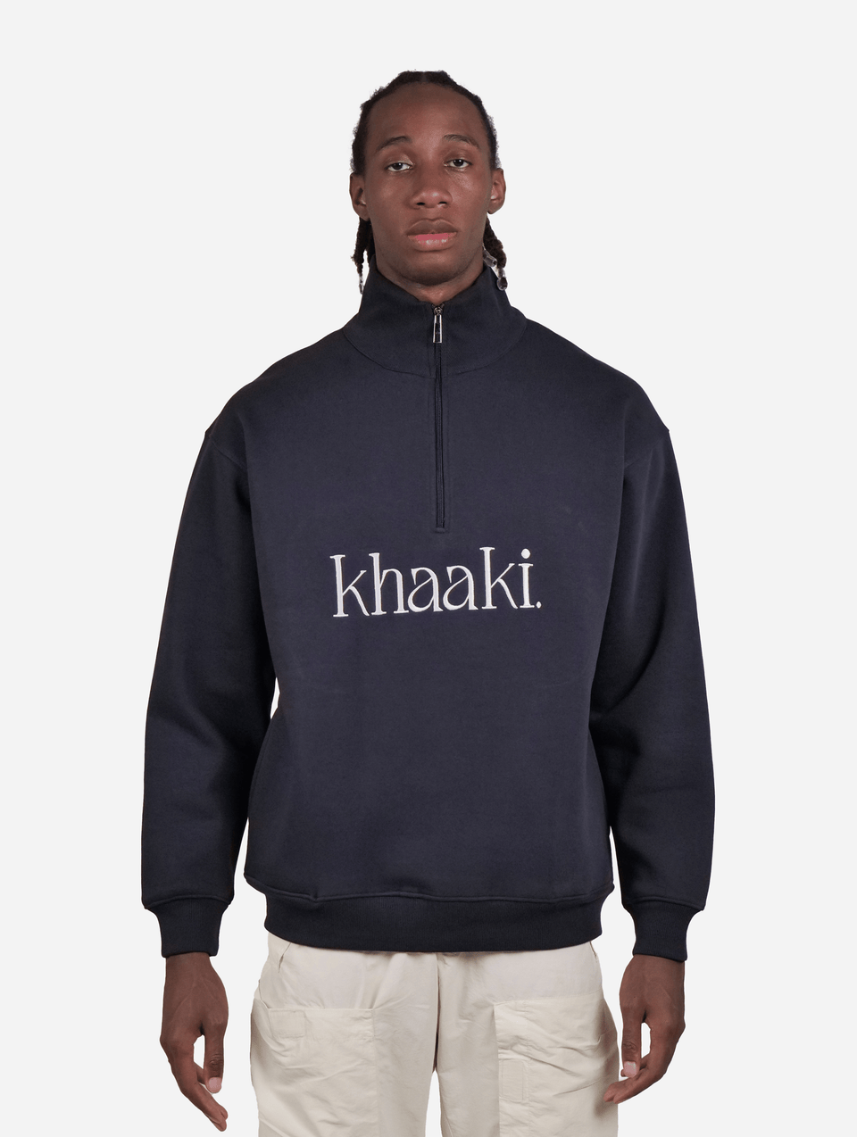 God's Child - Navy Blue Quarter Zip Drop Shoulder Unisex Oversized Sweatshirt