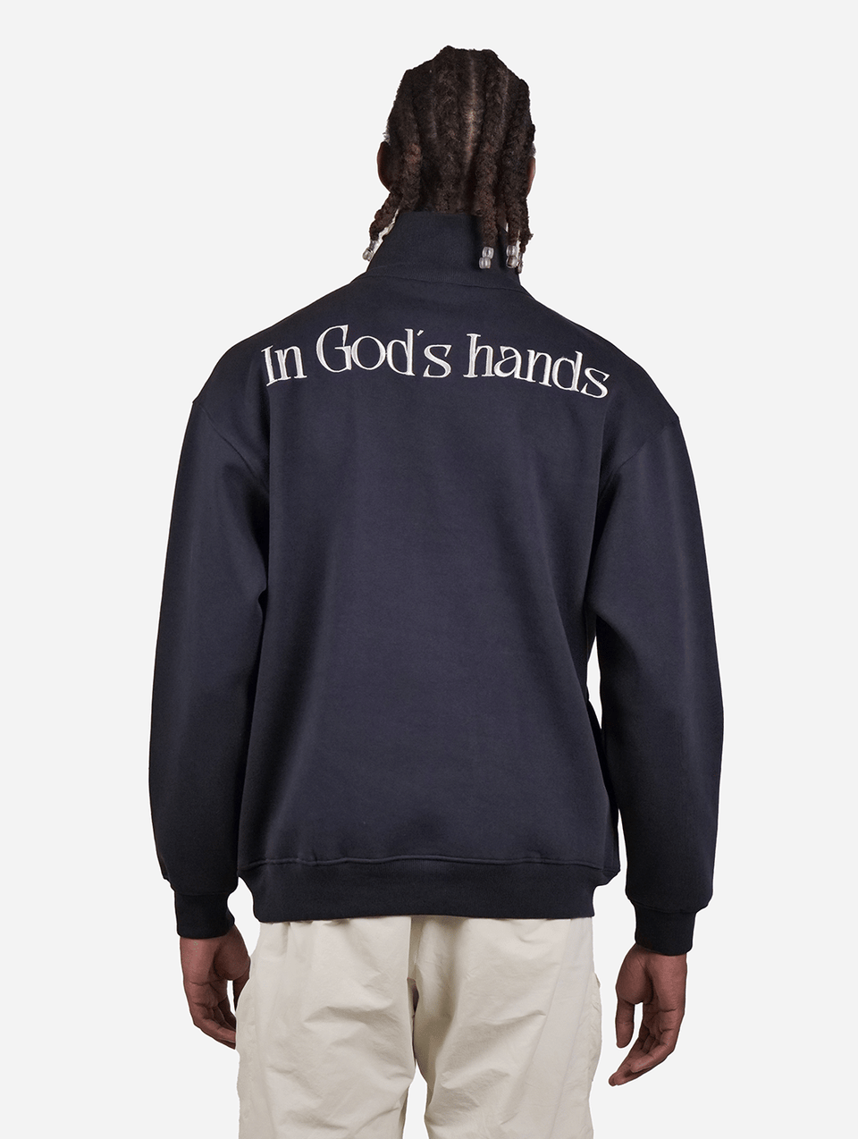 God's Child - Navy Blue Quarter Zip Drop Shoulder Unisex Oversized Sweatshirt