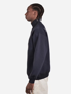 God's Child - Navy Blue Quarter Zip Drop Shoulder Unisex Oversized Sweatshirt